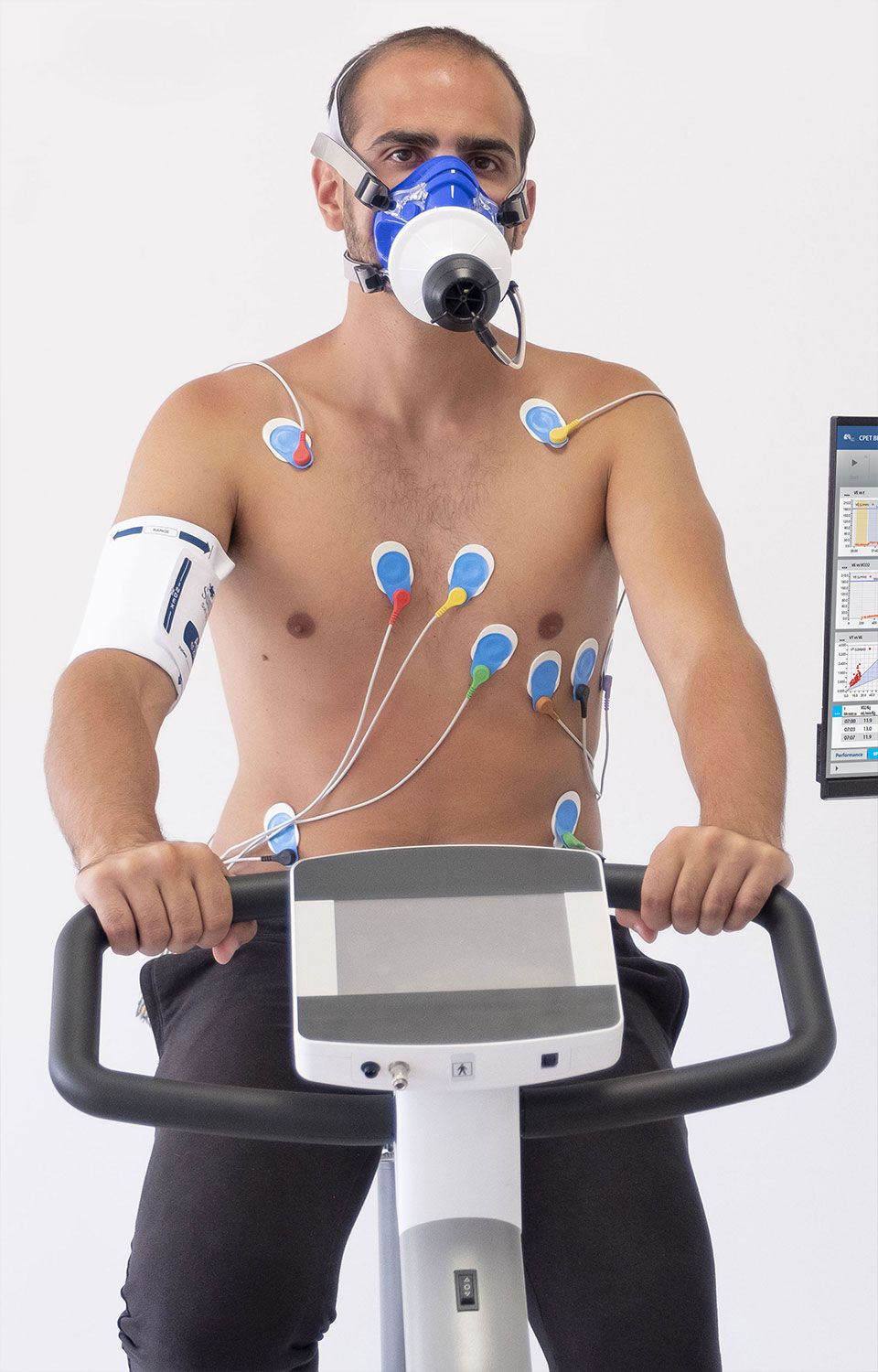 Man on bike with ECG